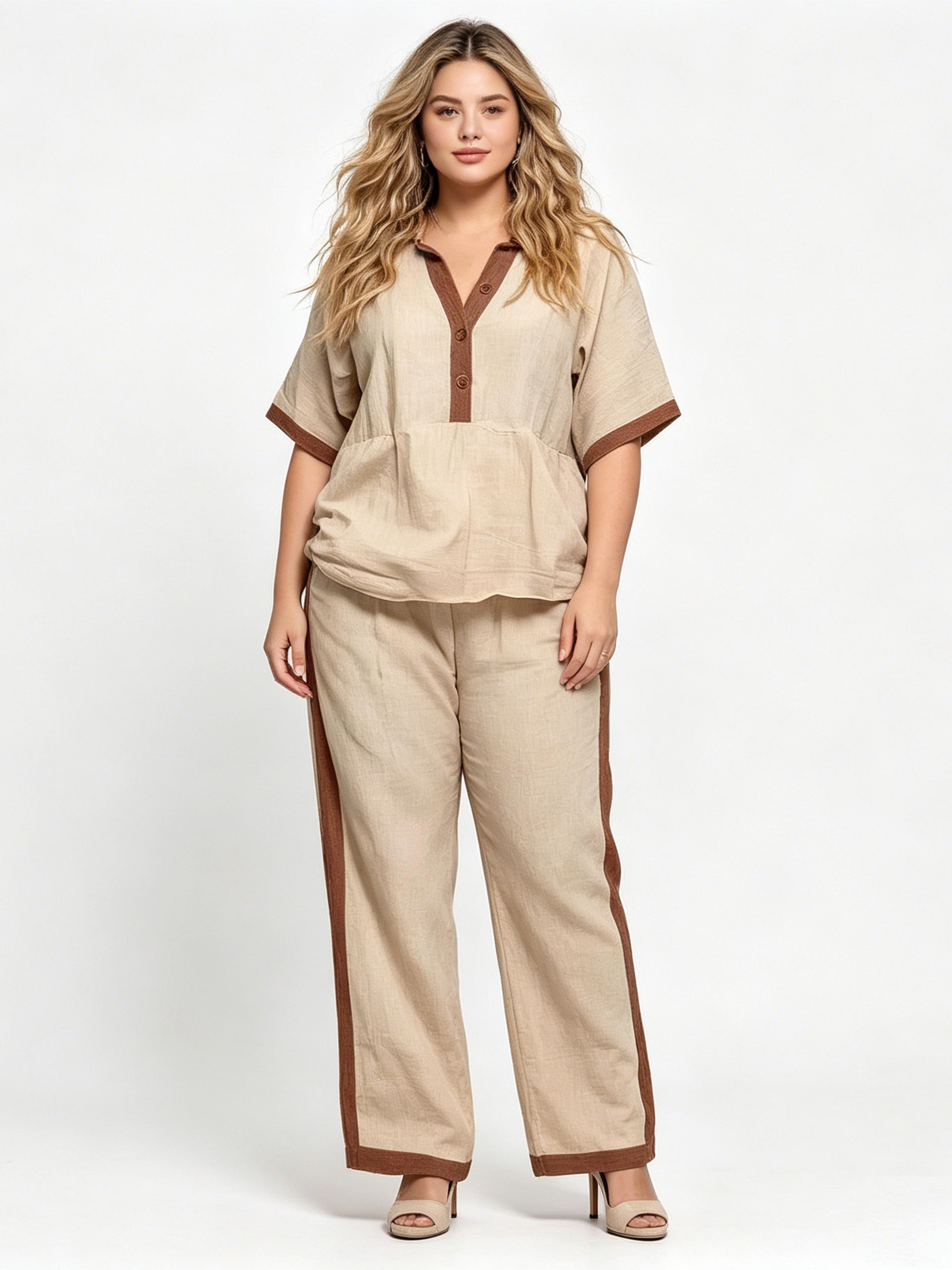 Women's Cotton-Linen Casual Loose-Fit Wide-Leg Pants Set
