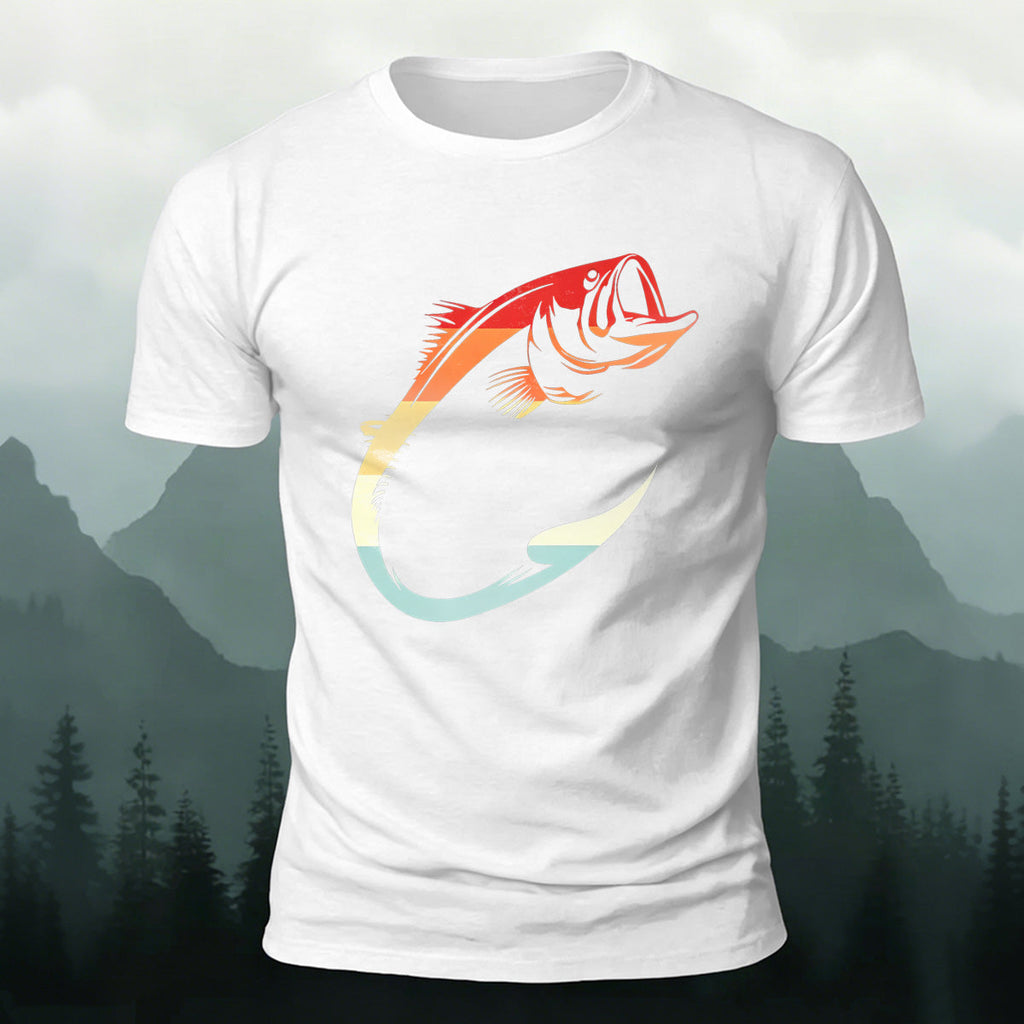 Colorful Hook Print Breathable Material Casual T-Shirt