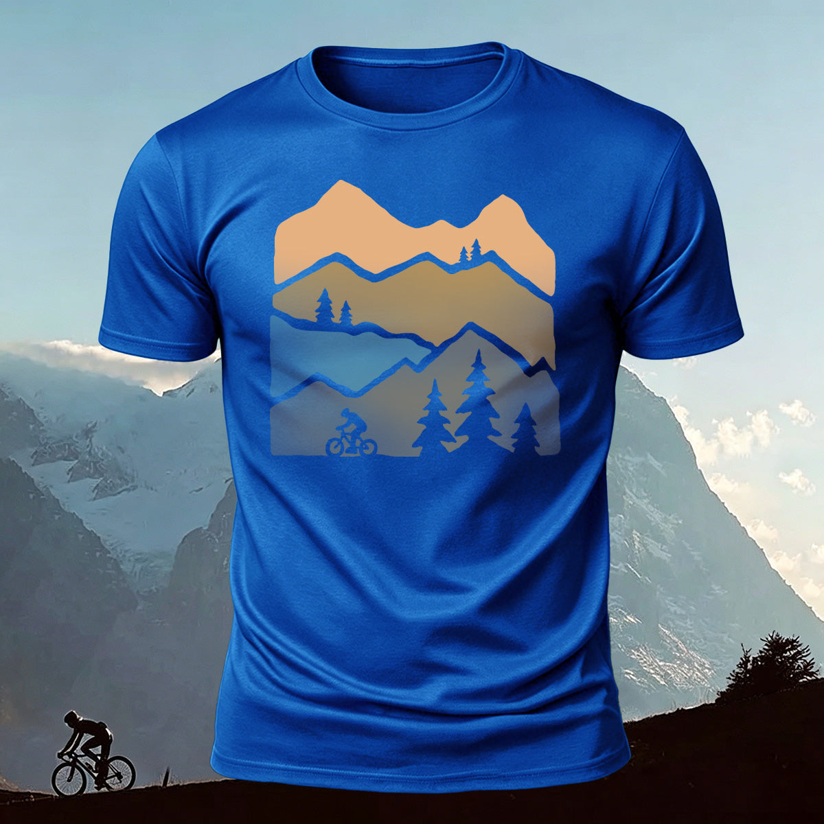 Mountain Biking Print Outdoor Casual Cotton T-Shirt
