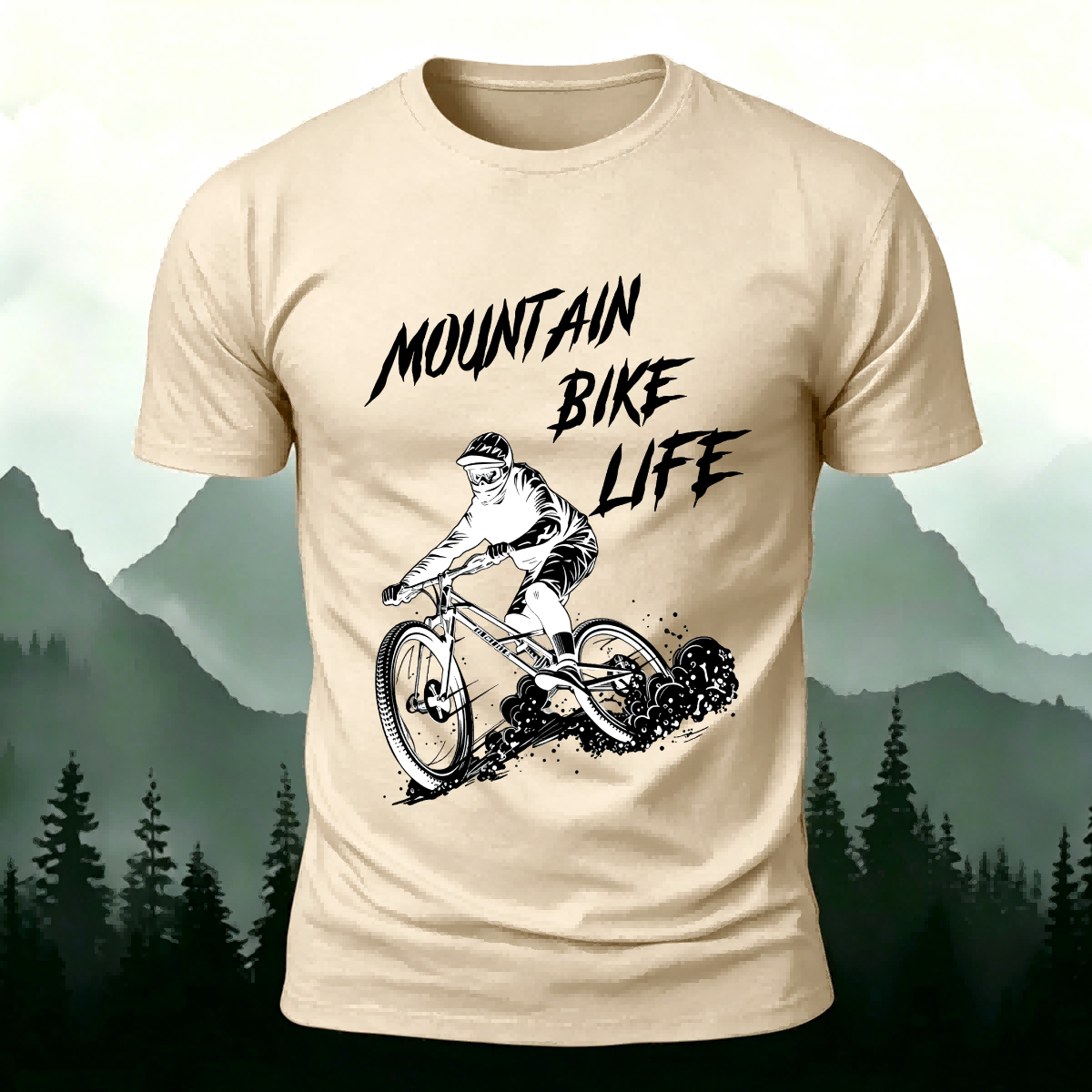 Mountain Biking Print Breathable Material T-Shirt