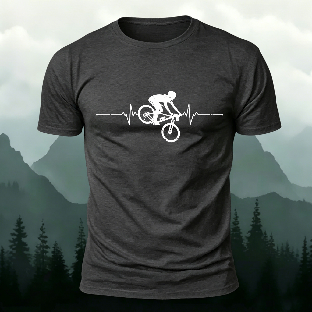 Minimalist Cycling Pattern Soft Comfortable Cotton T-Shirt