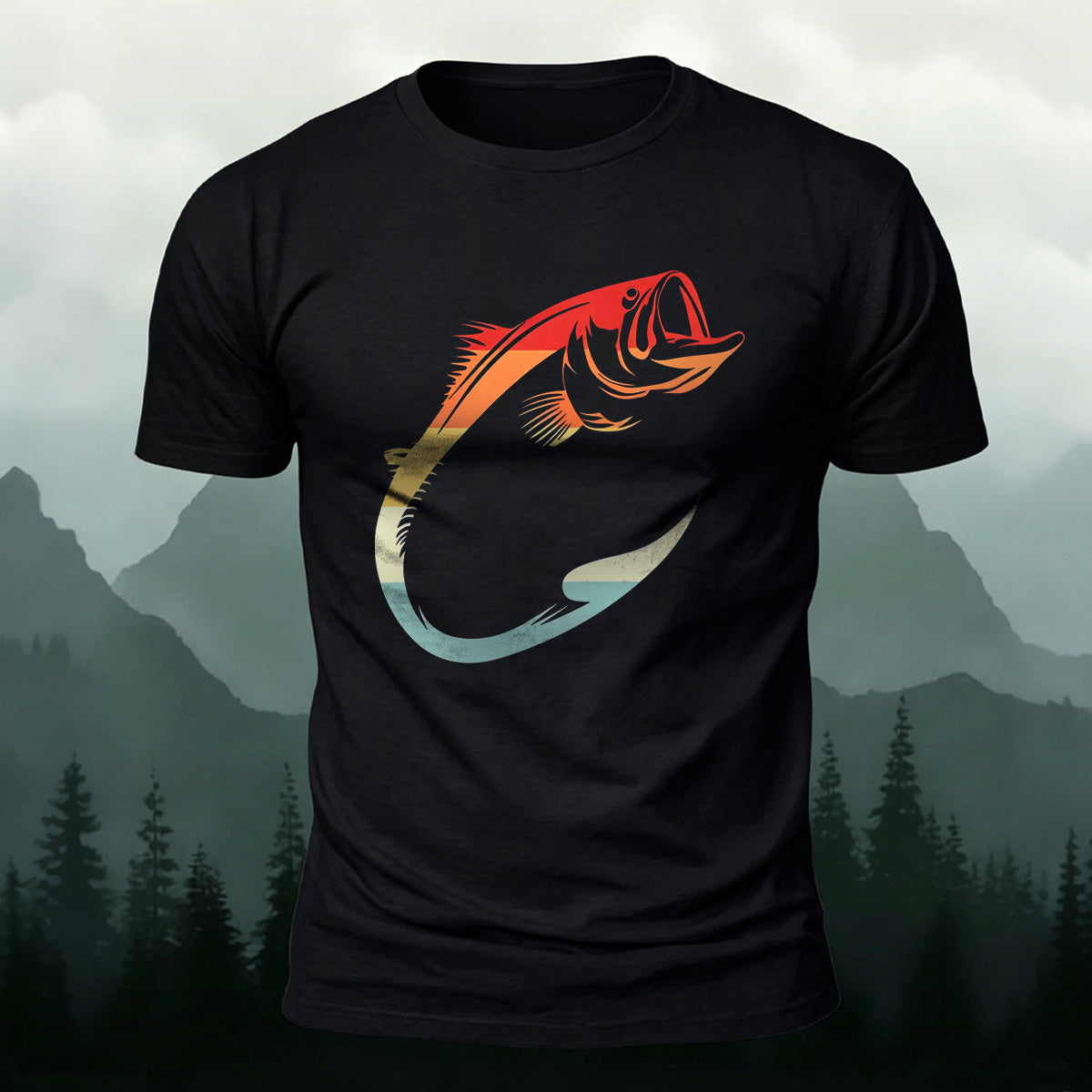 Colorful Hook Print Breathable Material Casual T-Shirt