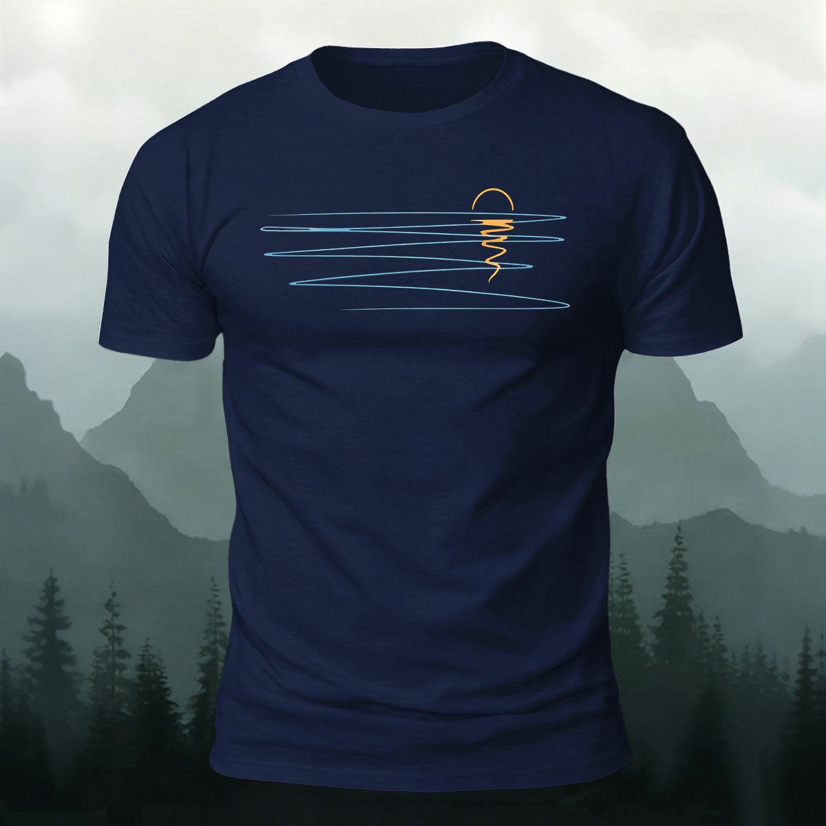Sunset Line Pattern Minimalist Skin-friendly Casual T-Shirt