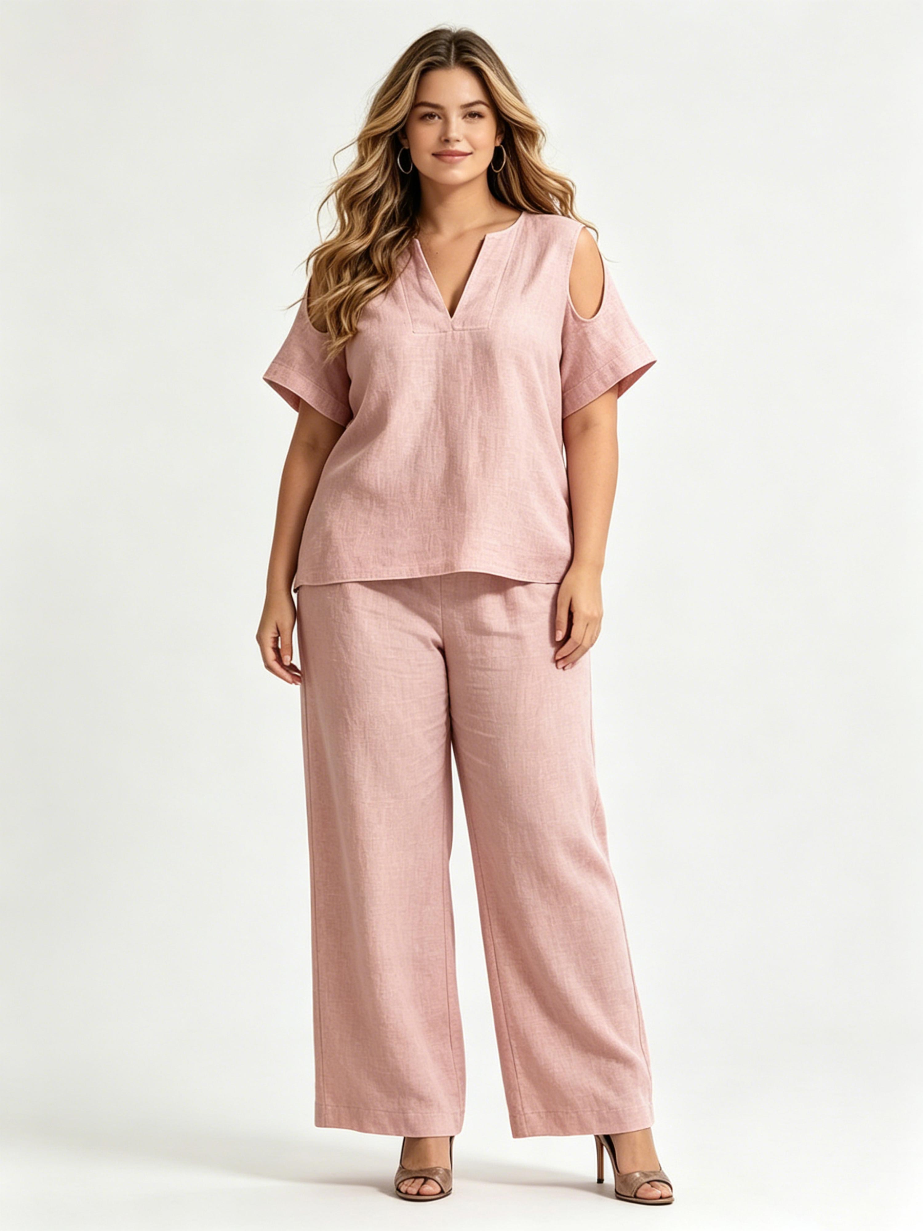 Women's Fashionable Casual Cotton-Linen Set