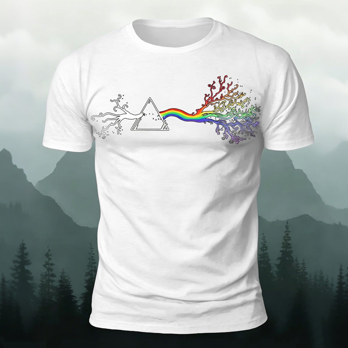 Colorful Tree Print Premium Cotton Round Neck T-Shirt