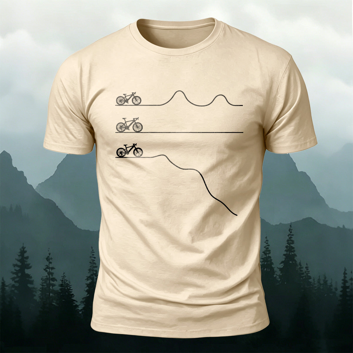 Outdoor Cycling Road Print 100% Cotton Casual T-Shirt