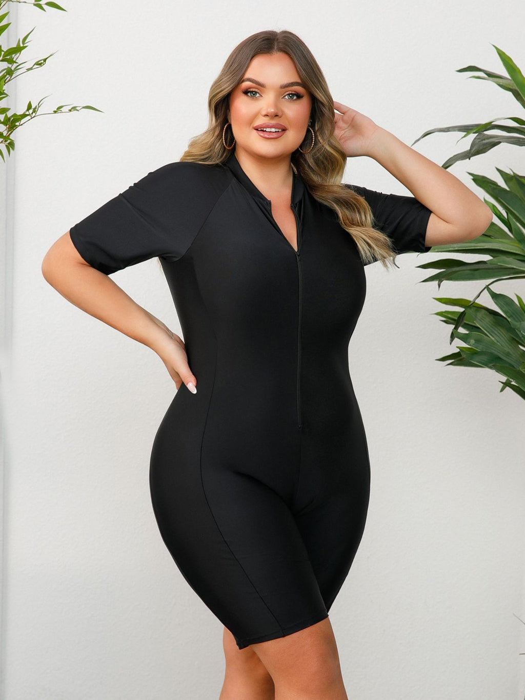 Minimalist Zip One Piece Surf Snorkel Swimsuit