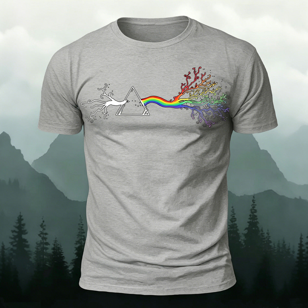 Colorful Tree Print Premium Cotton Round Neck T-Shirt