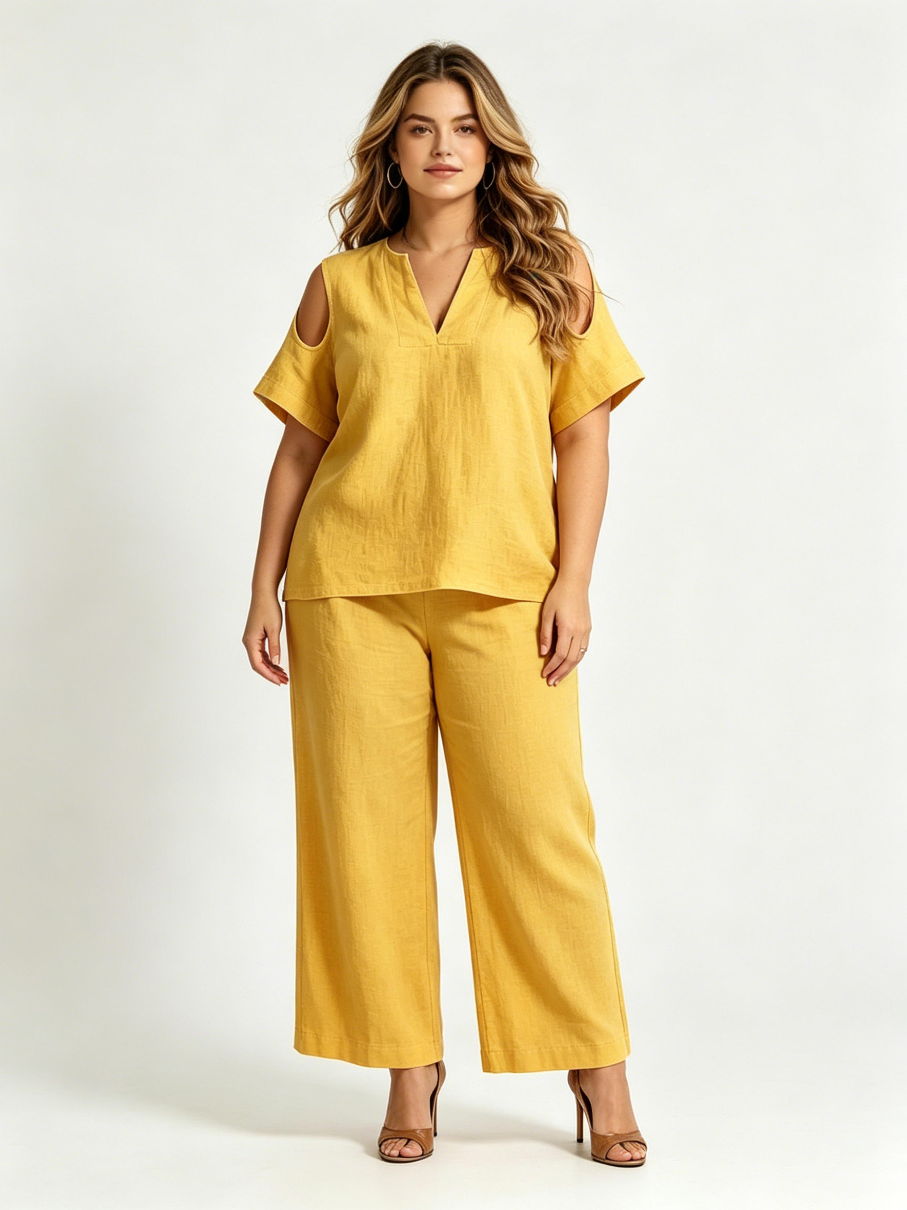 Women's Fashionable Casual Cotton-Linen Set