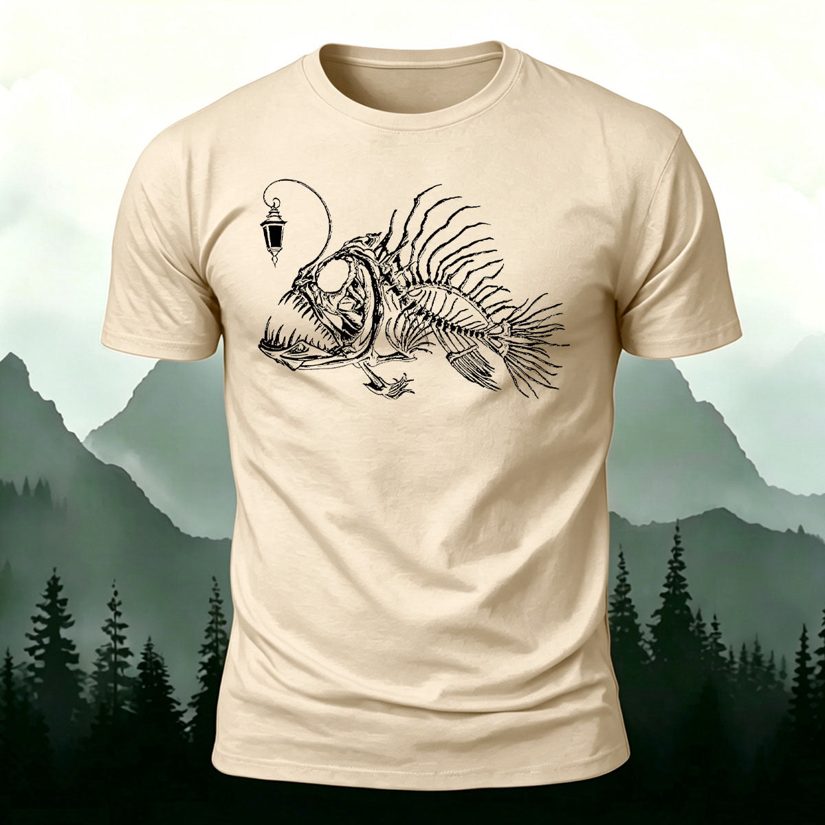 Underwater Fishbone Pattern Cotton Casual T-Shirt