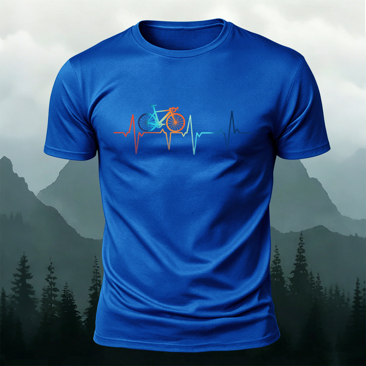Bicycle Color Print Natural Soft-touch Feel T-Shirt