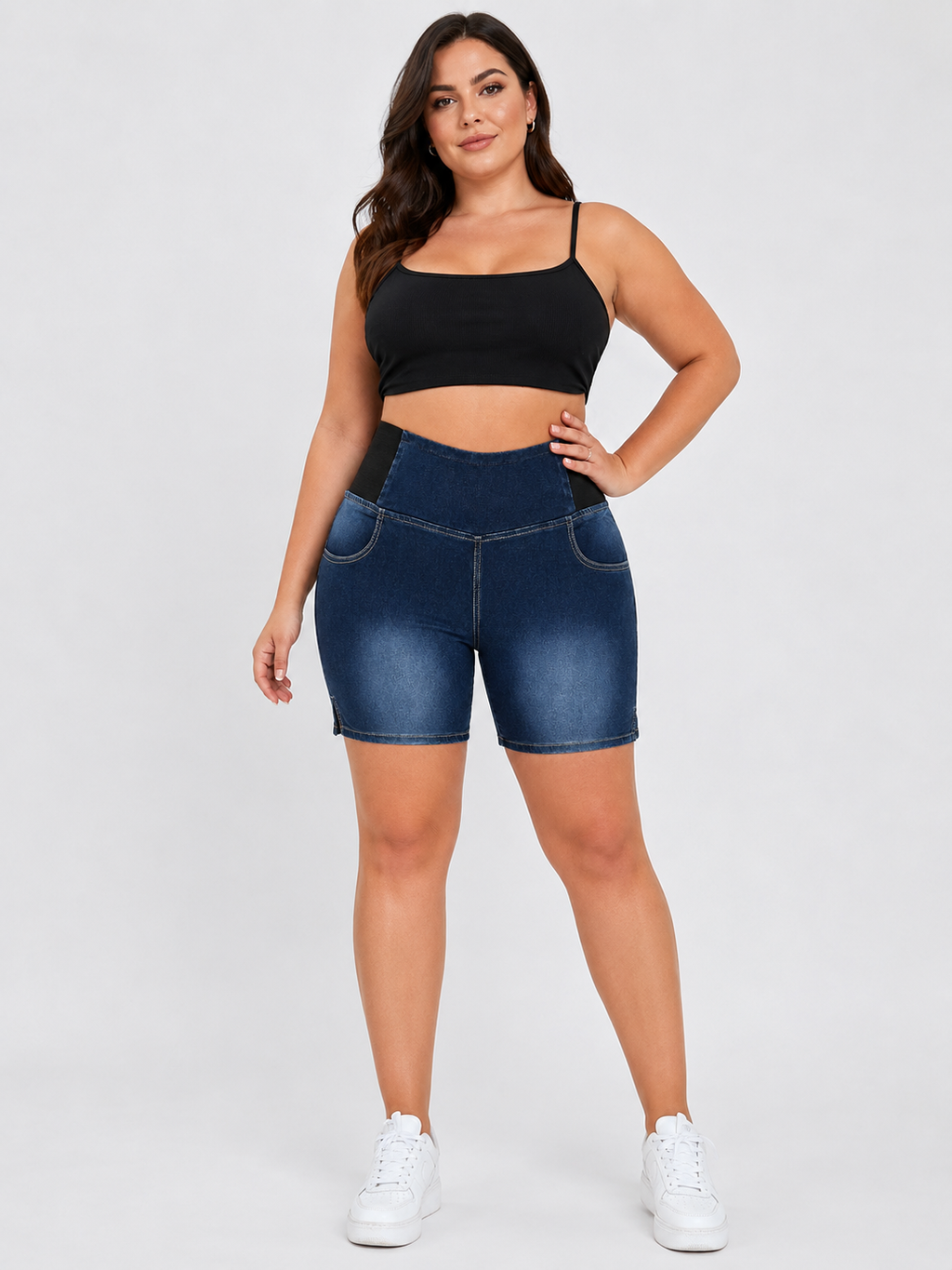 Women's Mid-Rise Butt-Lifting Loose-Fit Washed Denim Shorts
