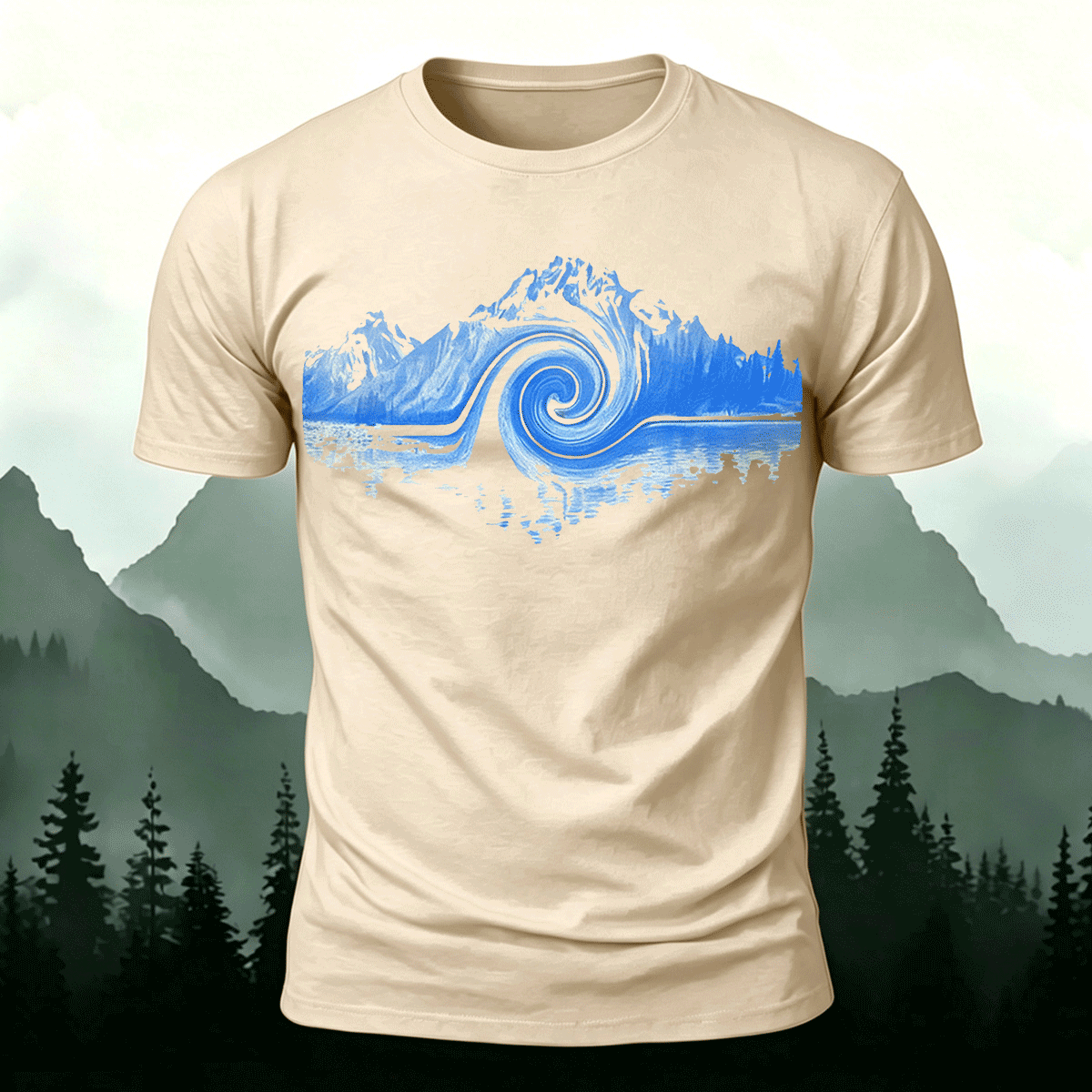 Abstract Landscape Print Premium Cotton Casual T-Shirt