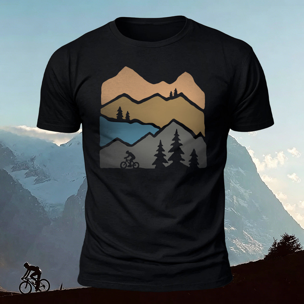 Mountain Biking Print Outdoor Casual Cotton T-Shirt