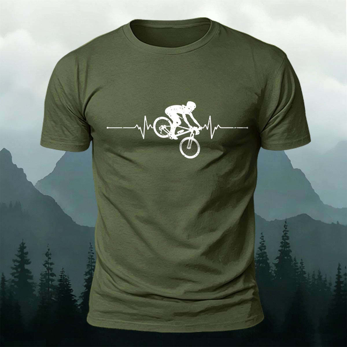 Minimalist Cycling Pattern Soft Comfortable Cotton T-Shirt