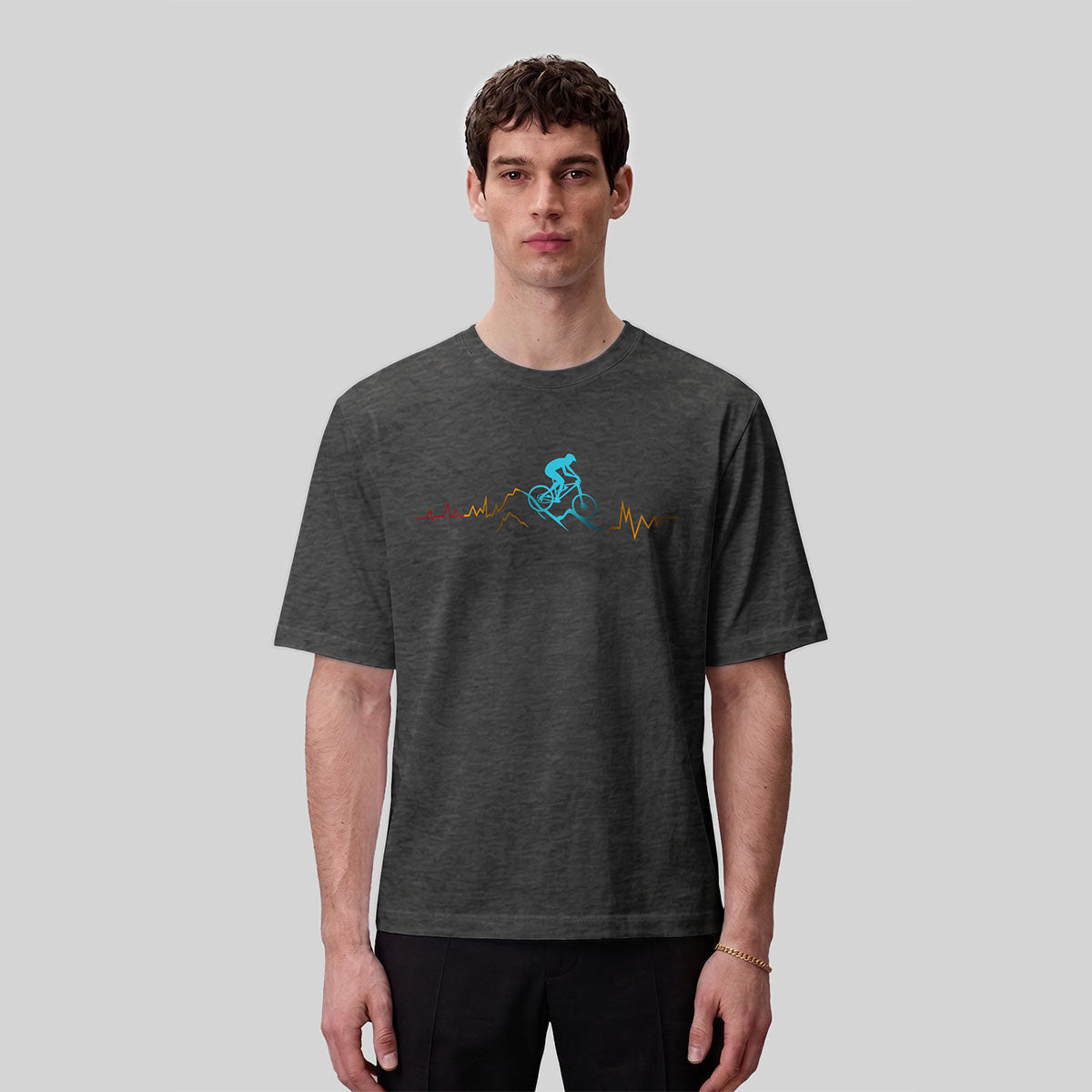 Cycling Line Pattern Skin-friendly Cotton T-Shirt