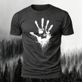 Cotton Skull Face Palm Print Outdoor T-Shirt