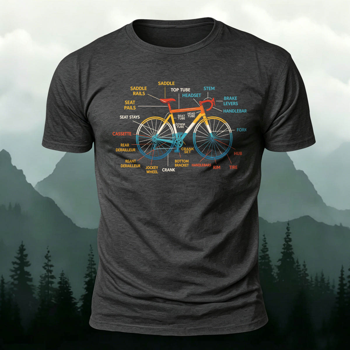 Bicycle Logo Minimalist Print Basic Cotton T-Shirt