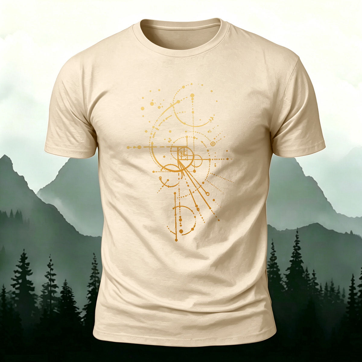 Geometric Line Graphics Pattern Skin-friendly T-Shirt