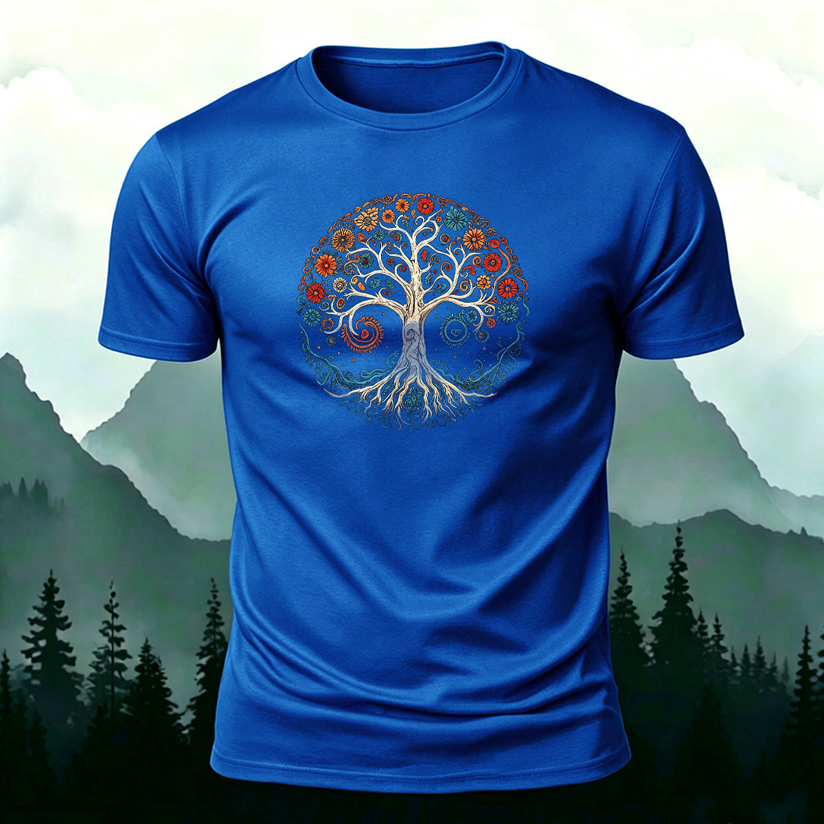 Bloom Tree Print Soft-touch Feel Cotton T-Shirt