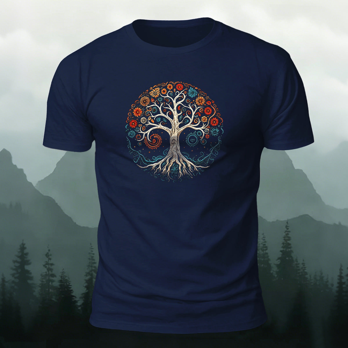 Bloom Tree Print Soft-touch Feel Cotton T-Shirt