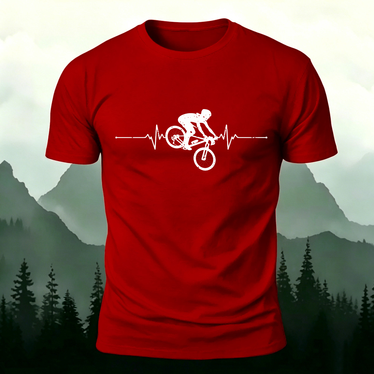 Minimalist Cycling Pattern Soft Comfortable Cotton T-Shirt