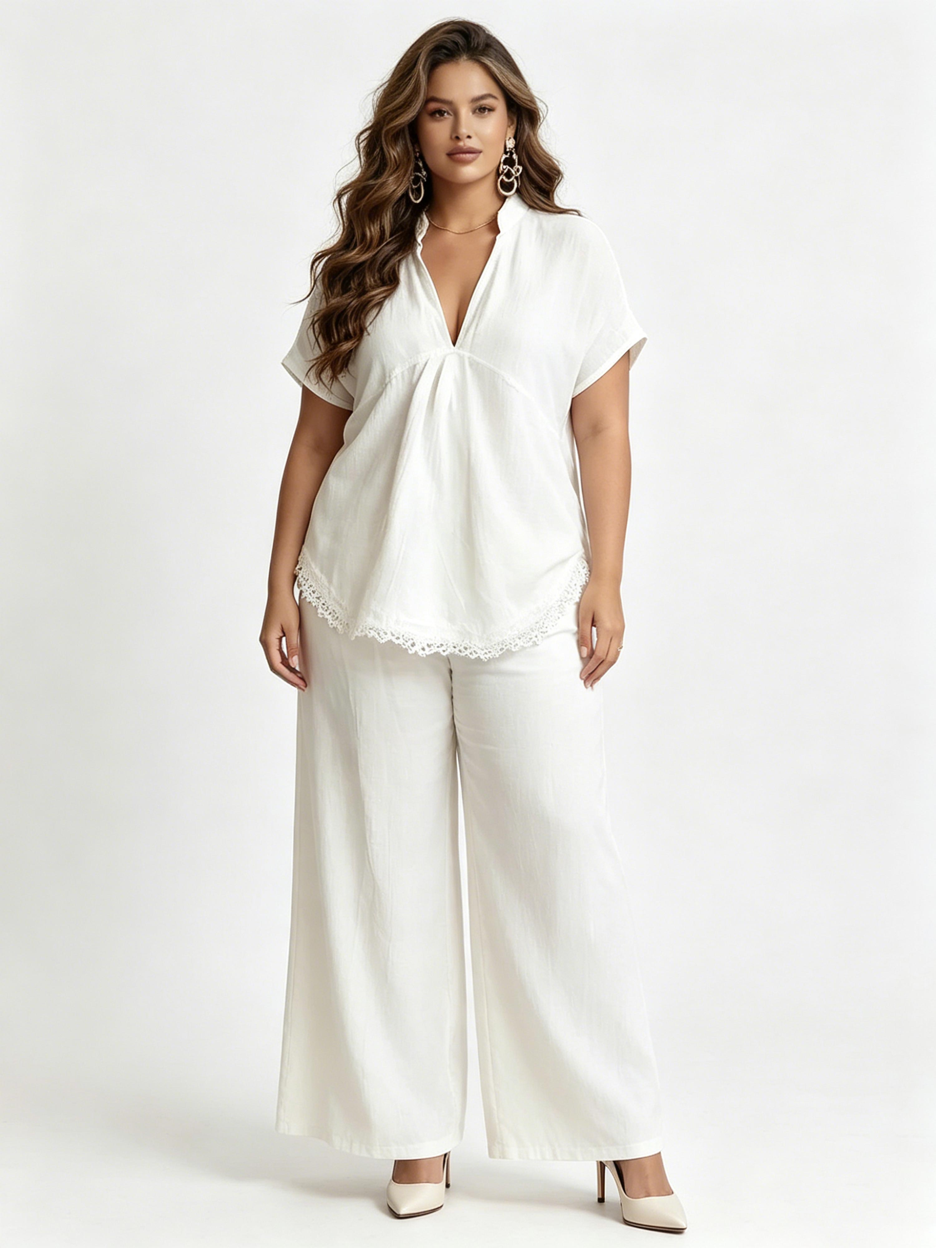 Summer Short-Sleeve and Loose-Fit Long-Pants Set