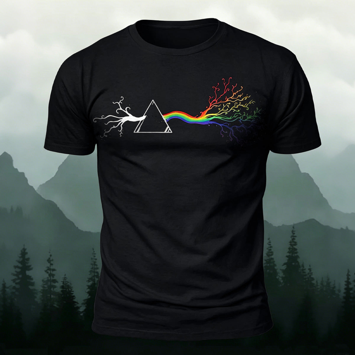 Colorful Tree Print Premium Cotton Round Neck T-Shirt