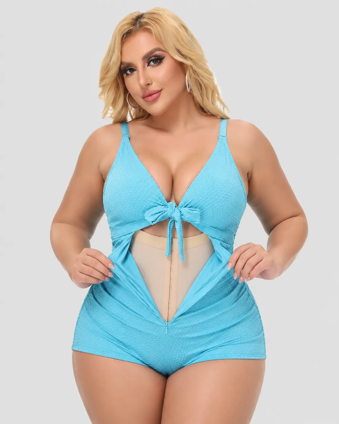 Double Layer Tummy Control Shaper Tie One Piece Swimsuit