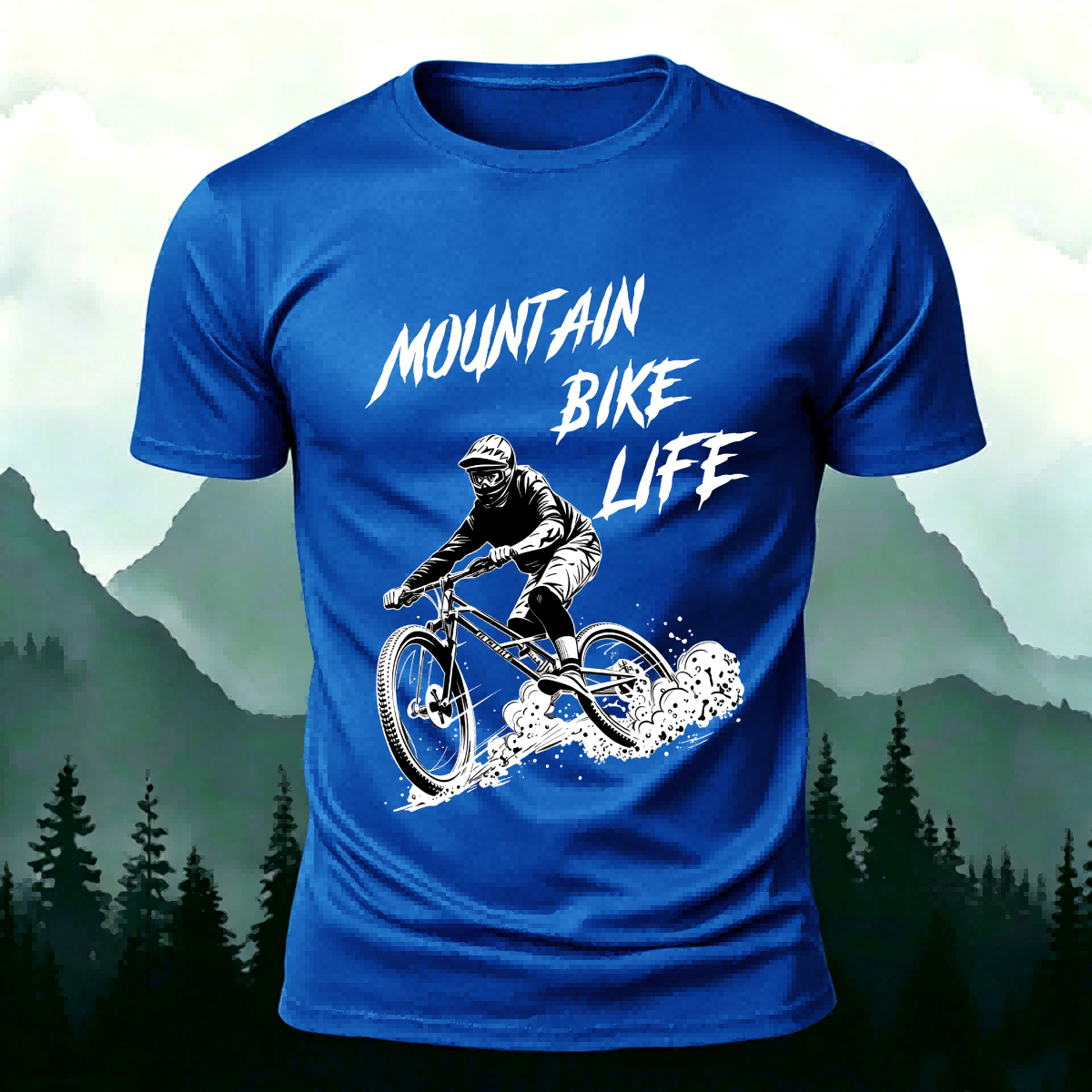 Mountain Biking Print Breathable Material T-Shirt