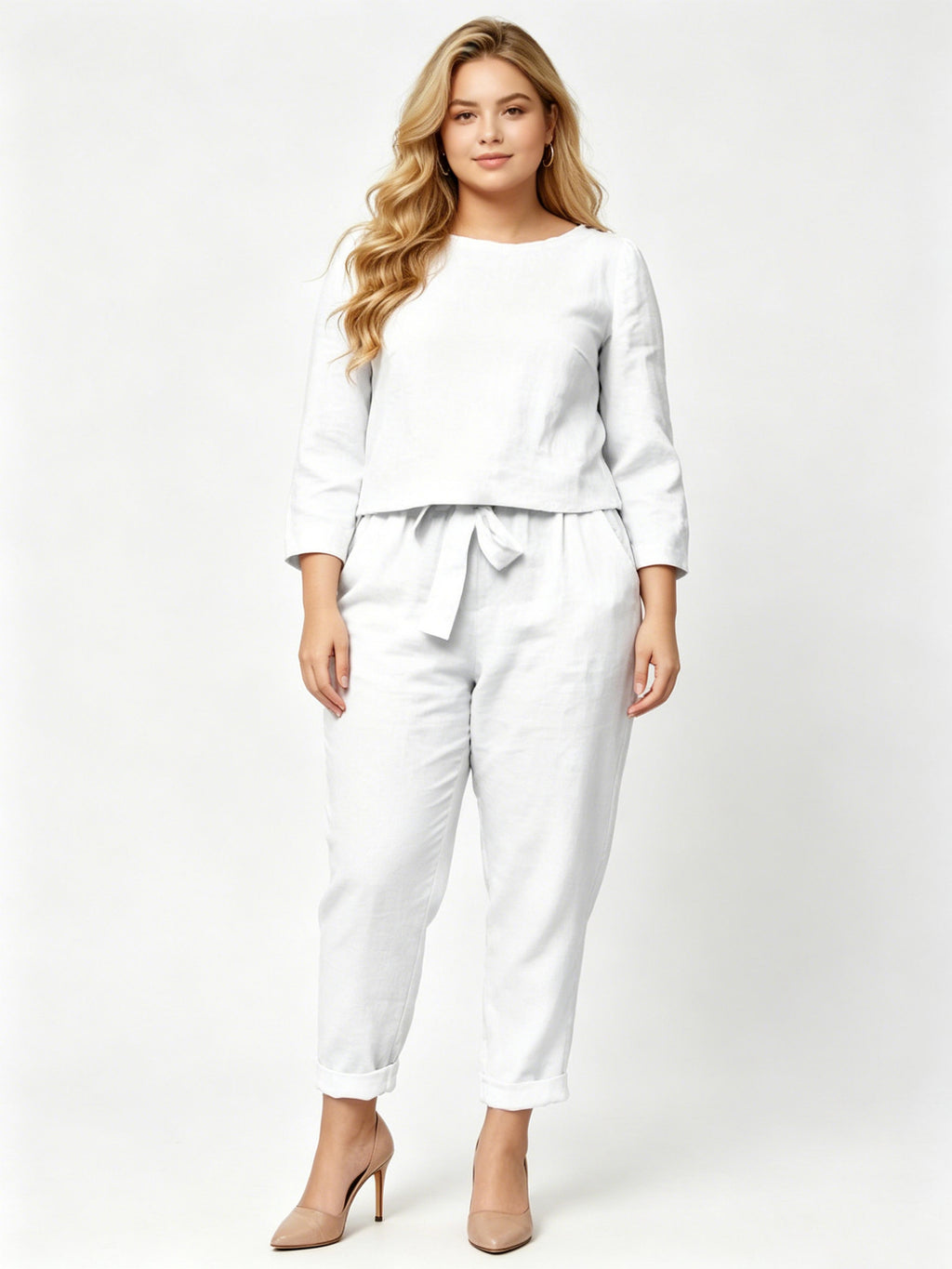 Simple Retro Solid-Color Casual Two-Piece Set