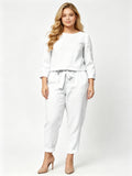 Simple Retro Solid-Color Casual Two-Piece Set