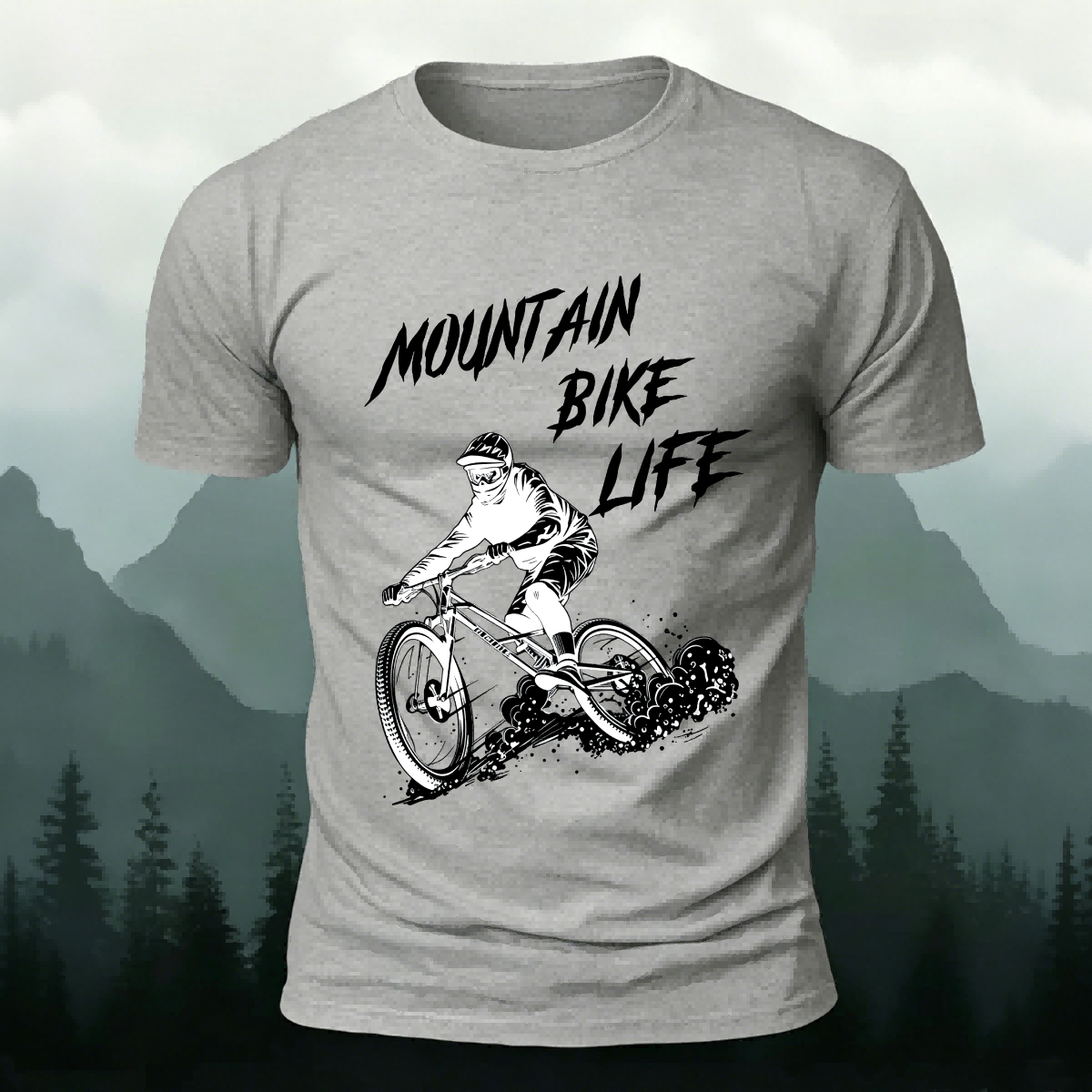 Mountain Biking Print Breathable Material T-Shirt
