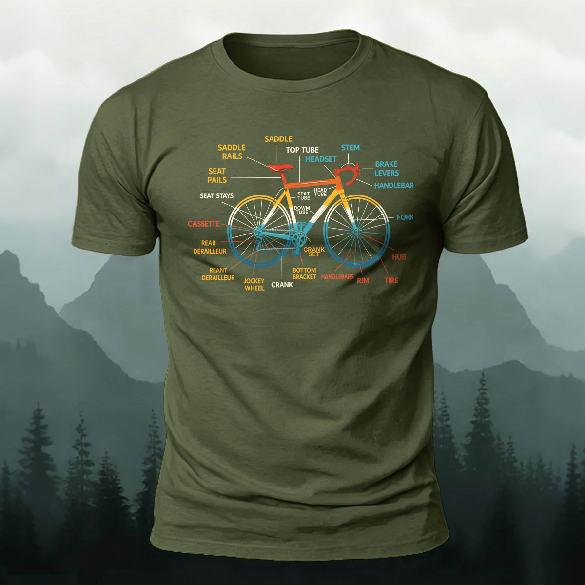 Bicycle Logo Minimalist Print Basic Cotton T-Shirt