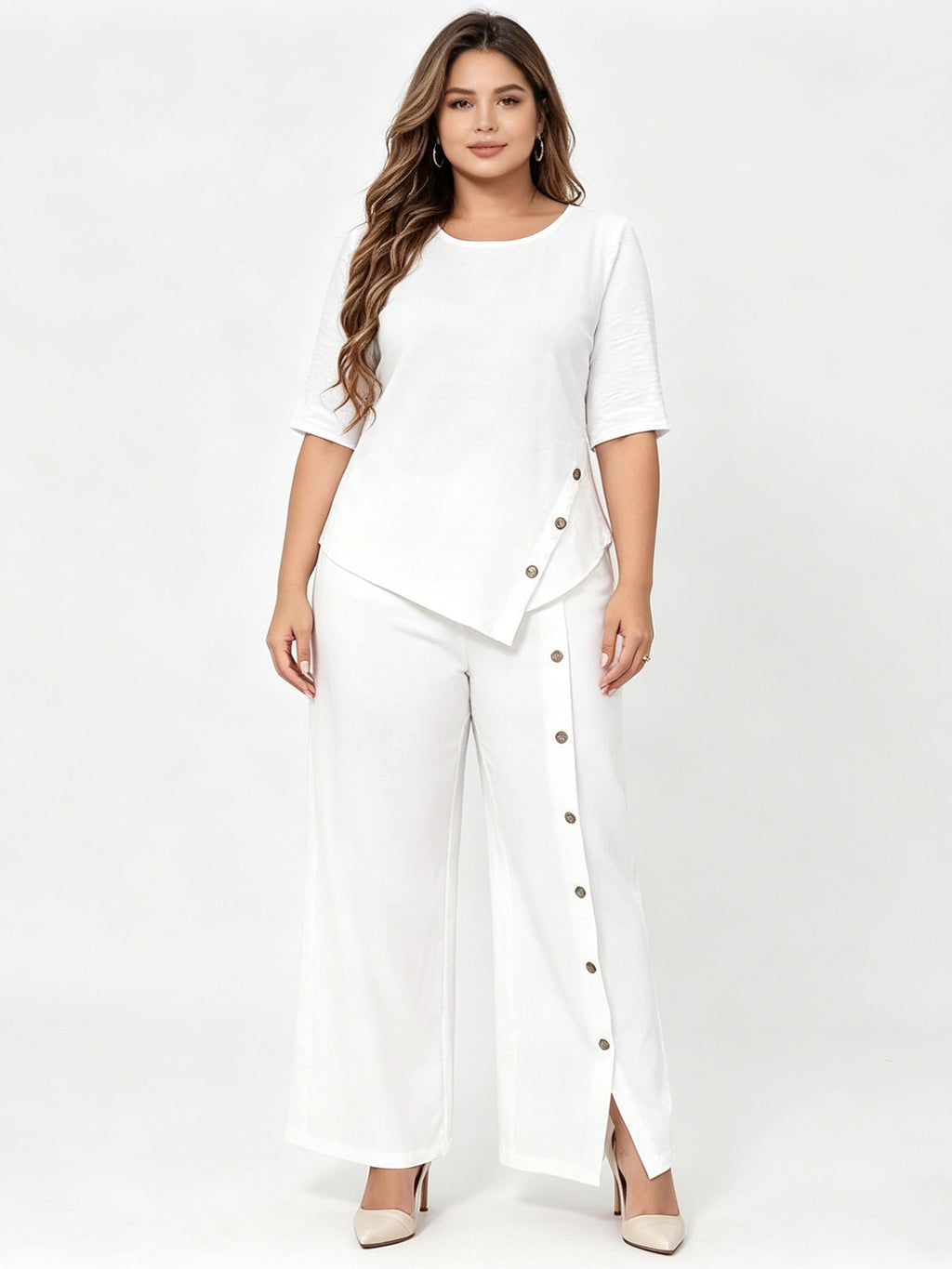 Irregular Hem Fashion Casual Button Loose Set