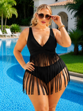 Women's Solid-Color Fringed Sexy Bikini