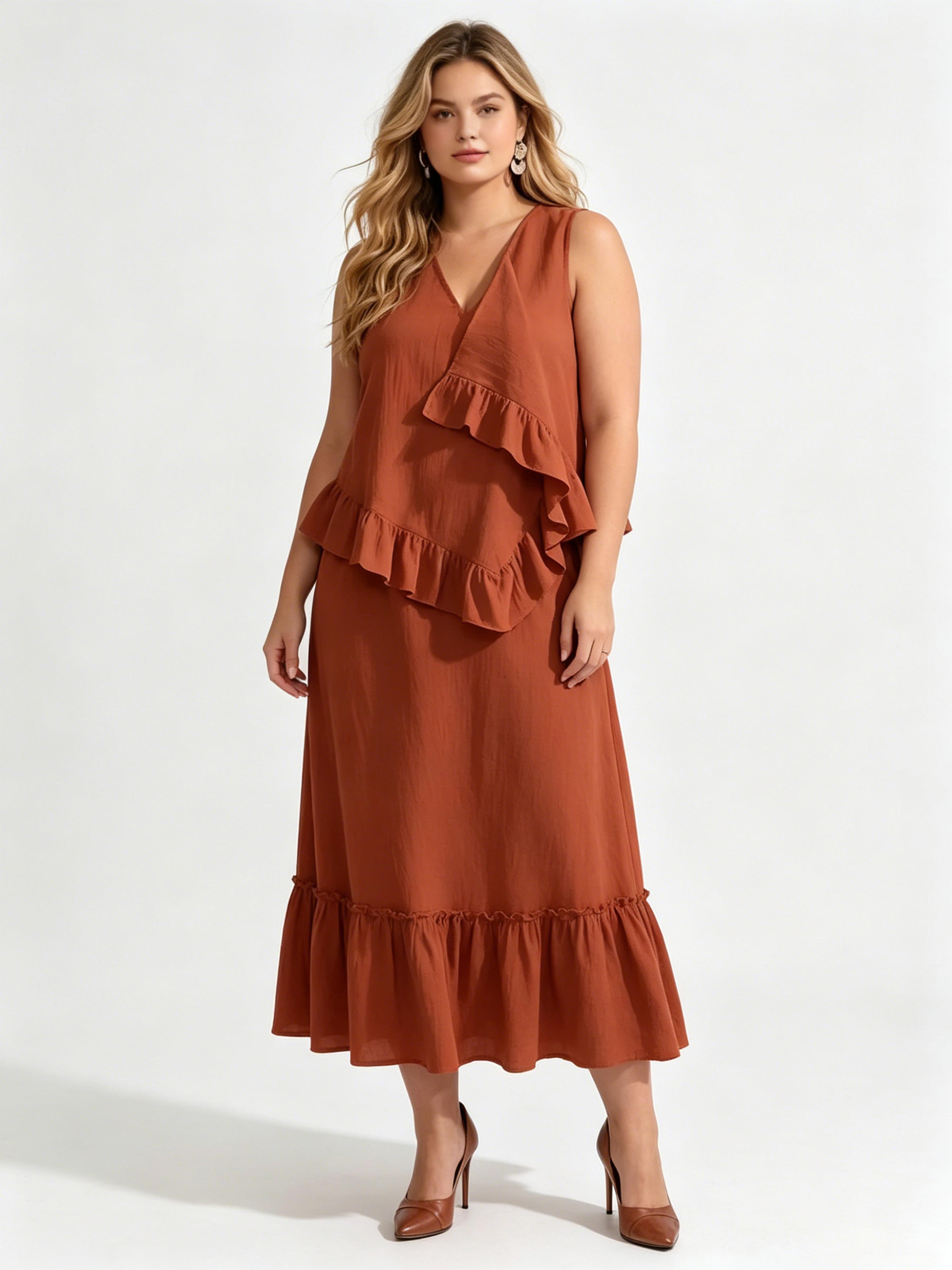 Loose-fitting Sleeveless Casual Vacation Dress Set