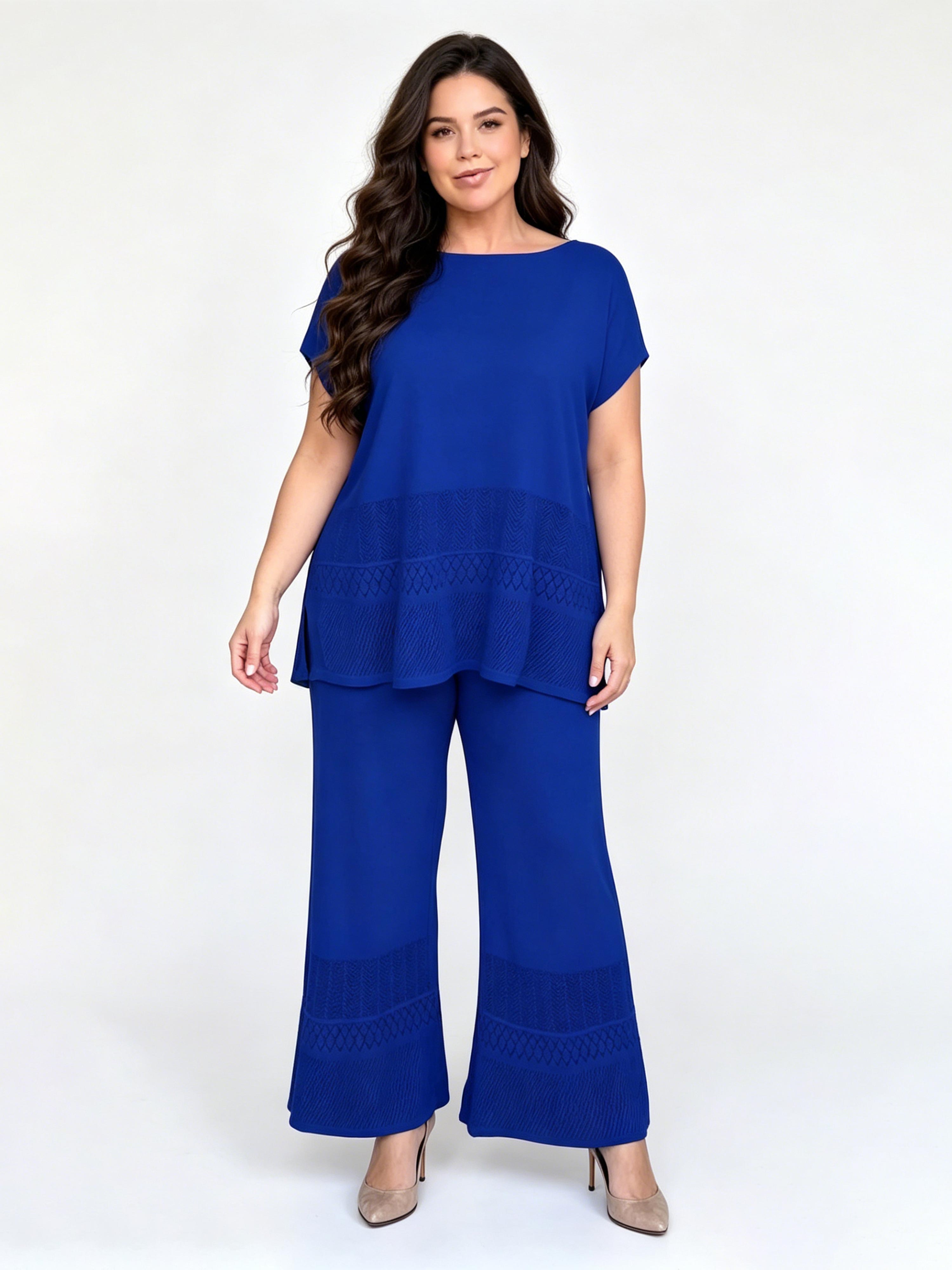 Casual Fashion Hollow-Out Solid Color Loose-Fit Set