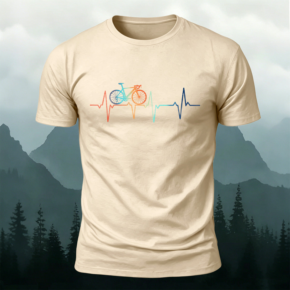 Bicycle Color Print Natural Soft-touch Feel T-Shirt
