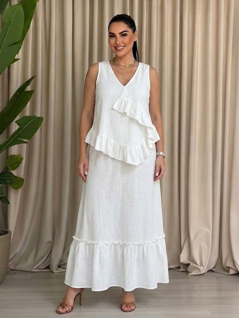 Loose-fitting Sleeveless Casual Vacation Dress Set