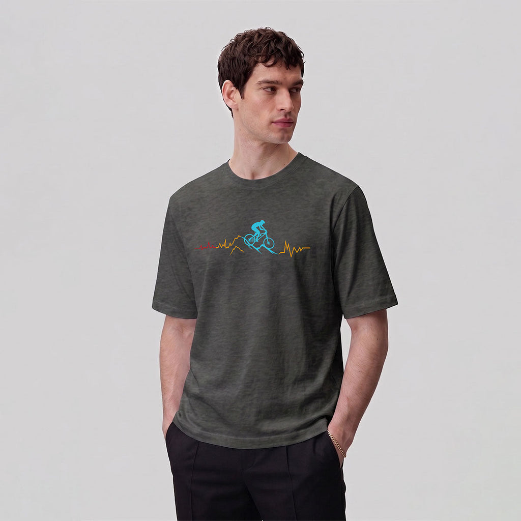 Cycling Line Pattern Skin-friendly Cotton T-Shirt