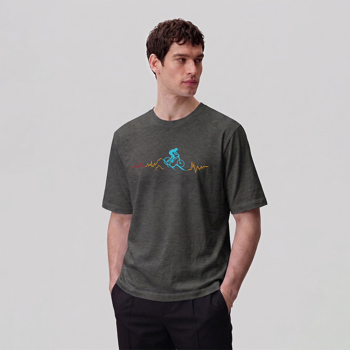 Cycling Line Pattern Skin-friendly Cotton T-Shirt