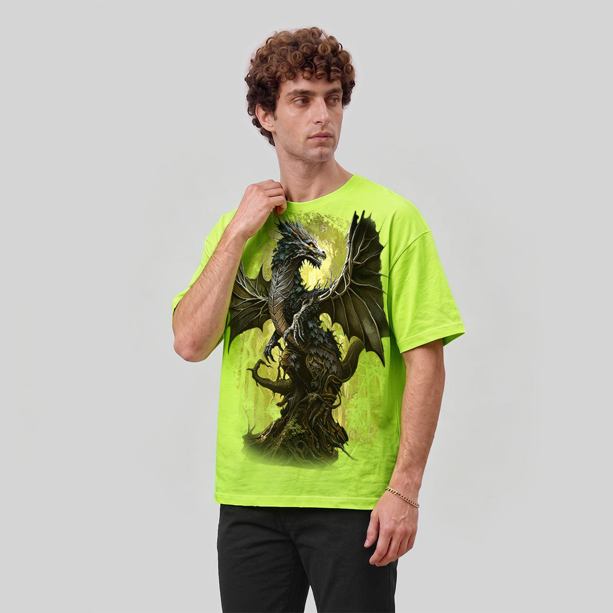 Retro Forest Dragon Print Outdoor T-Shirt